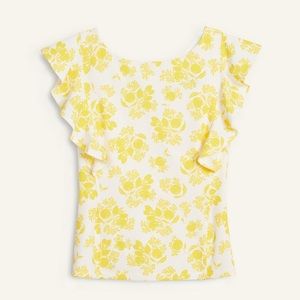 Ann Taylor Citrus Blossom Ruffle Sleeve Shell